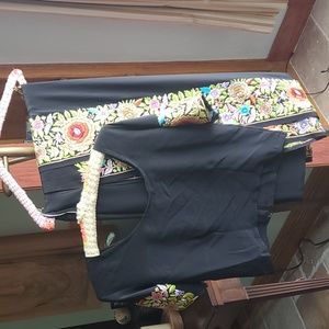 Black silk gorgette saree with floral Parsi Gara embroidery